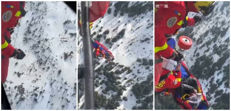 VIDEO Turist accidentat la schi în Retezat salvat cu elicopterul