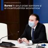 Kan een afbeelding zijn van 1 persoon en de tekst 'VIDEOCONFERINȚA Bursa în anul crizei sanitare și al incertitudinilor economice'