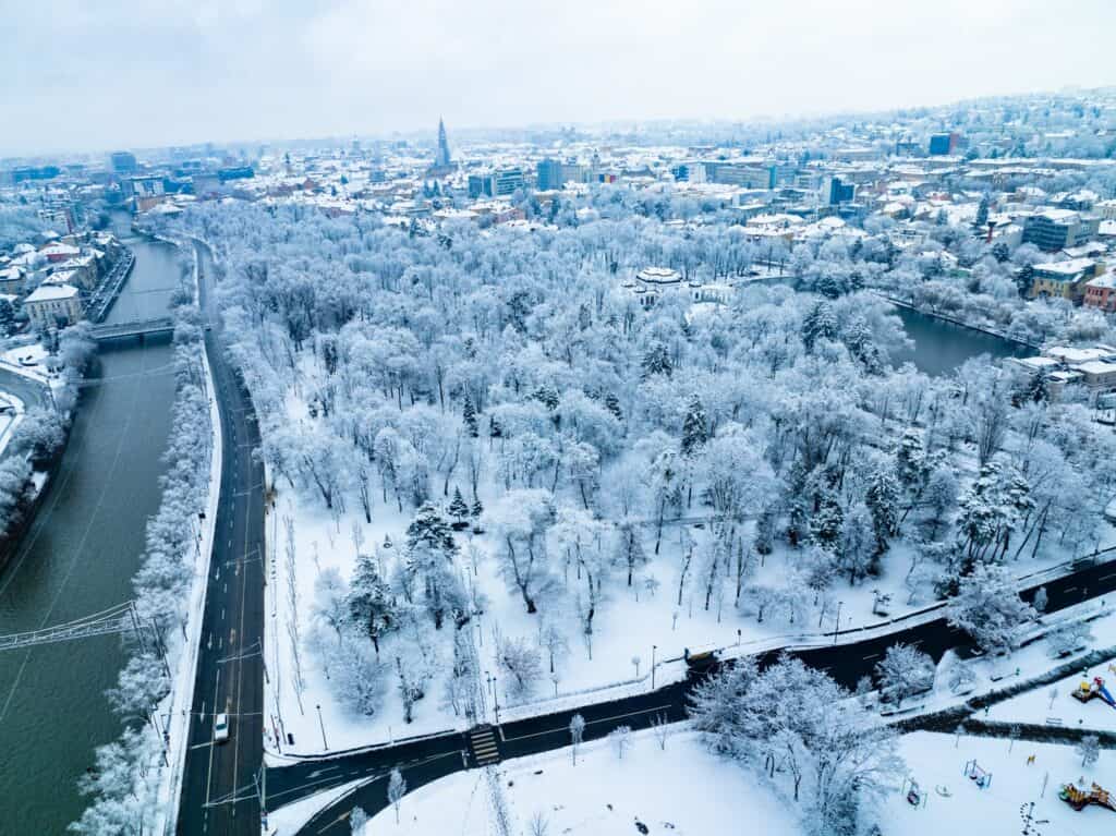 cluj parc central iarna