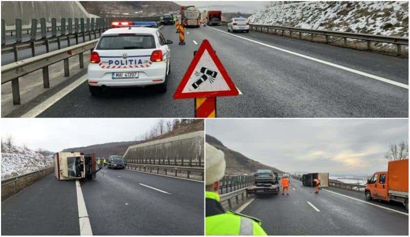 colaj accident remorca rasturnat autostrada